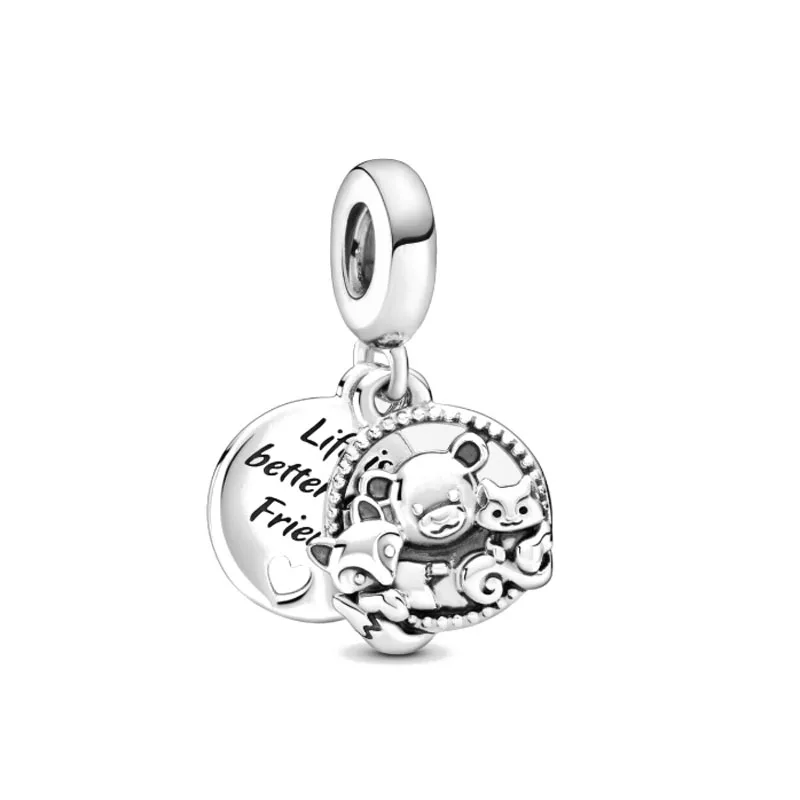 Bear Fox &amp Squirrel Openwork Heart Three Feathers Dreamcatcher Dangle bead fit Original Pandora charms silver 925 bracelet | Украшения и