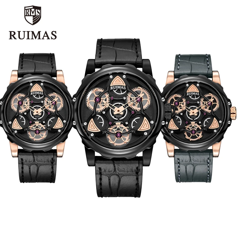 Мужские наручные часы RUIMAS Кварцевые водонепроницаемые с вращающимся
