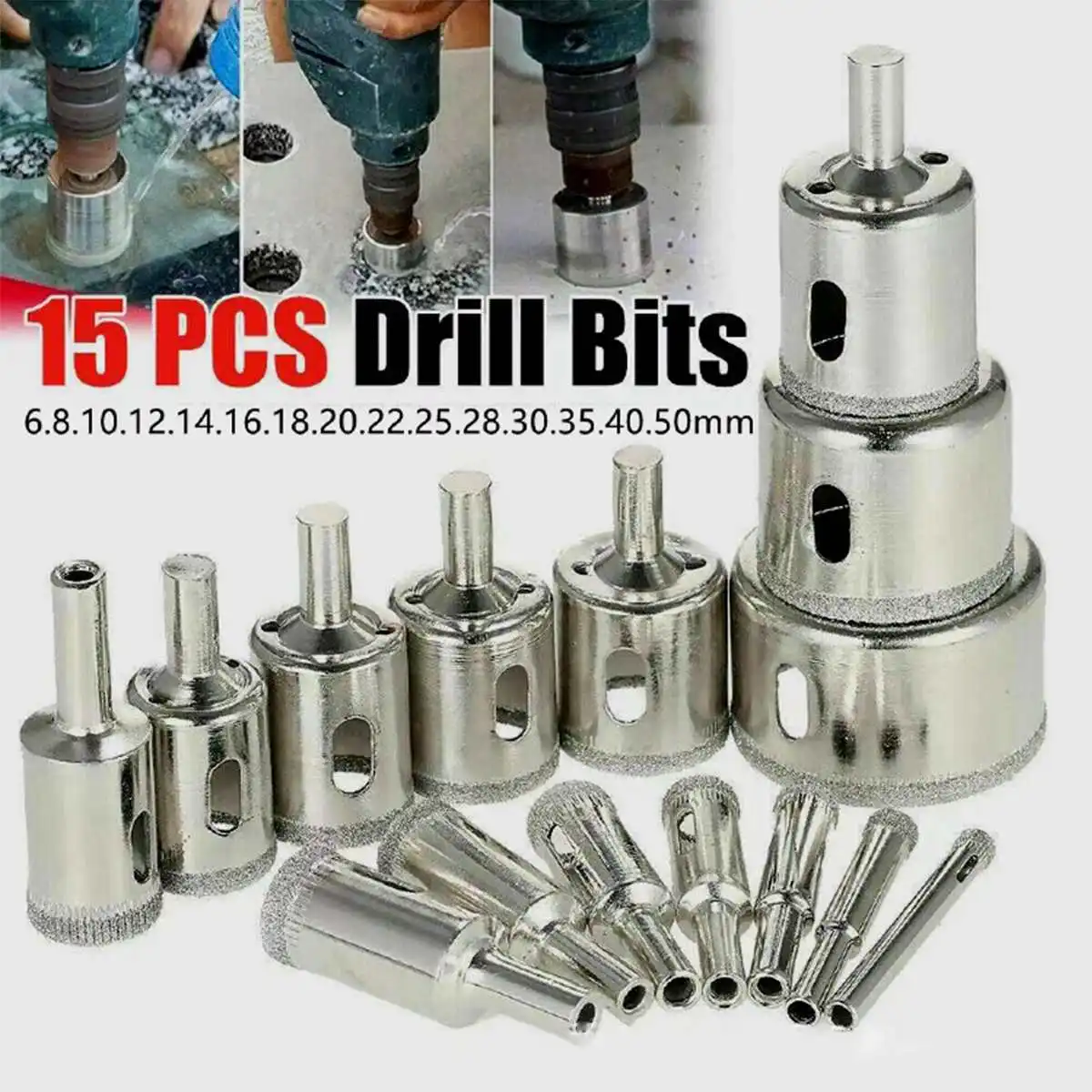 

Vacuum Brazed Diamond Drilling Core Bits 3mm-50mm M14 Connection Drill Bits Hole Saw Granite For Ceramic Tile Marble Stone Glass