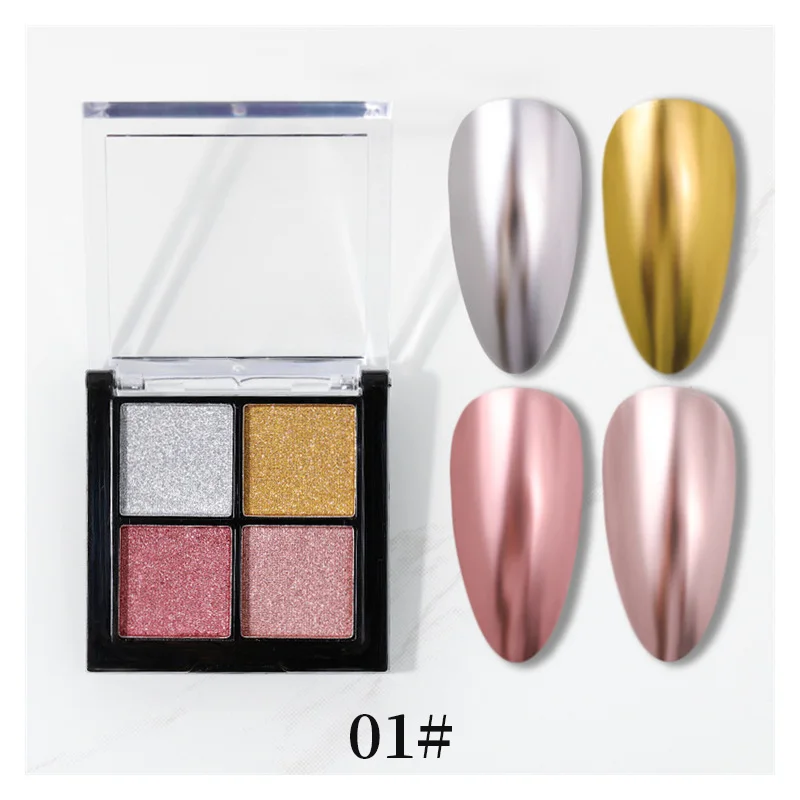 Розовое золото шампань Аврора твердый зеркальный блеск для ногтей пудра