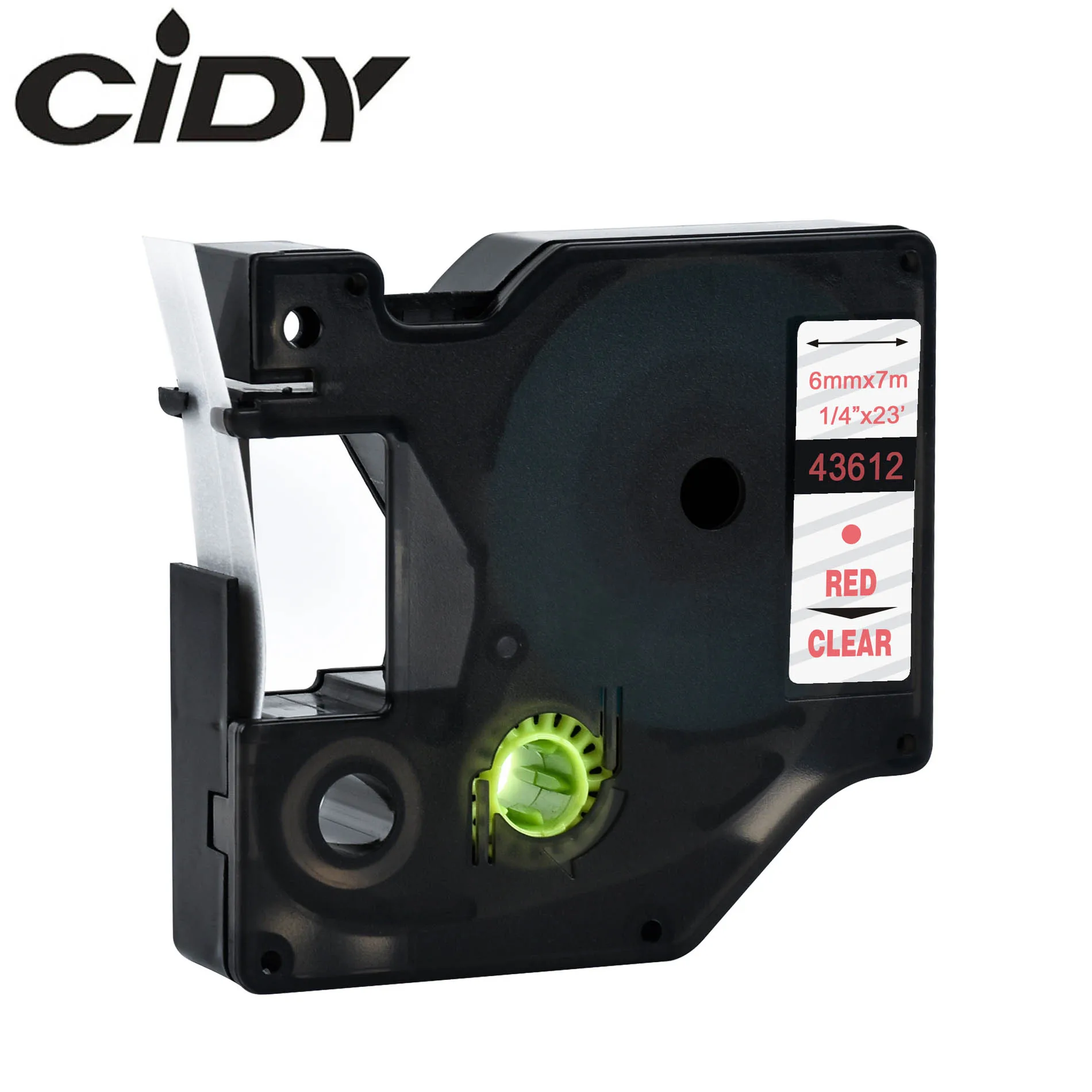 Этикетка CIDY 43612 красный на прозрачный совместимый с Dymo D1 6 мм лента для маркировки