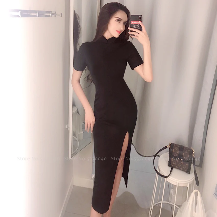 Для женщин плотно китайский Стиль Cheongsam Qipao торжественное платье леди обувь для ночного клуба сексуальное Бандажное вечерние Бандаж с вырезами платья костюмы для маскарада - Цвет: Color2