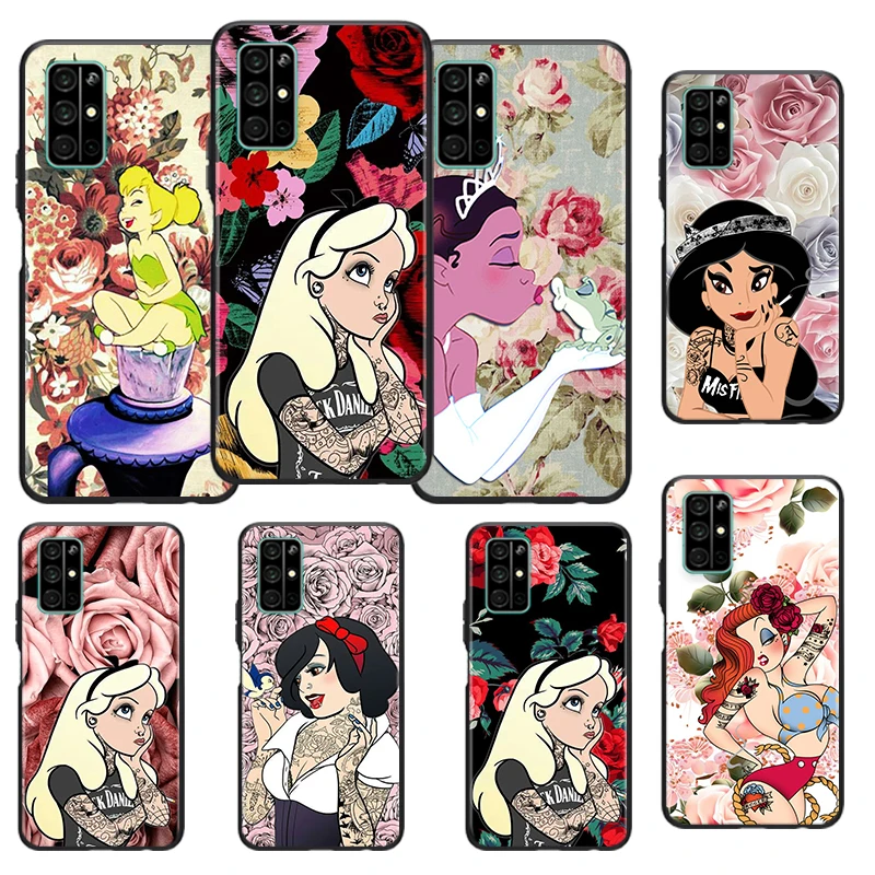 

Disney Animation Princess Soft TPU For Honor Play 3E 8S 8C 8X 8 A 7S 7A 7C MAX Prime Pro 2019 2020 Black Silicone Phone Case