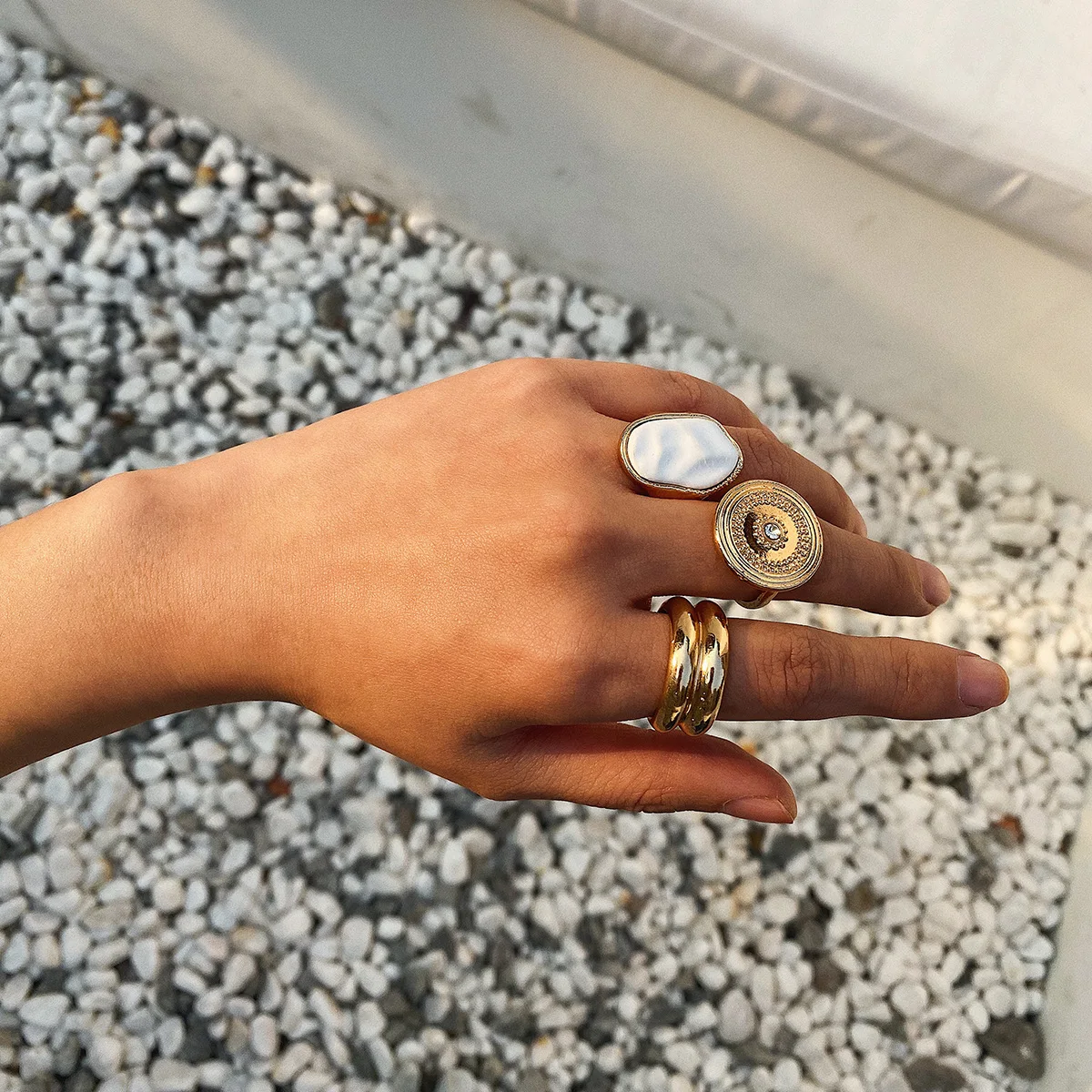 Geometric retro ethnic ring fashion exaggerated exquisite elegant jewelry accessories gifts