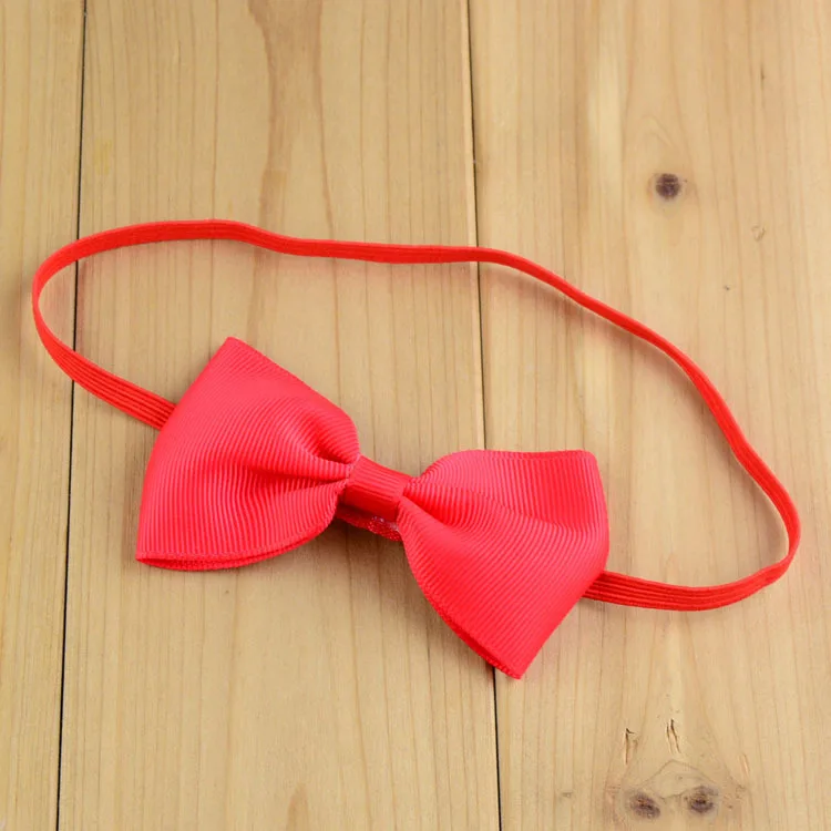 Cute Baby 1cm Red Elastic Headbands Infant Toddler Hair bands with Grosgrain Bow Hairbow Girls Christmas Hair Accessories 120pcs