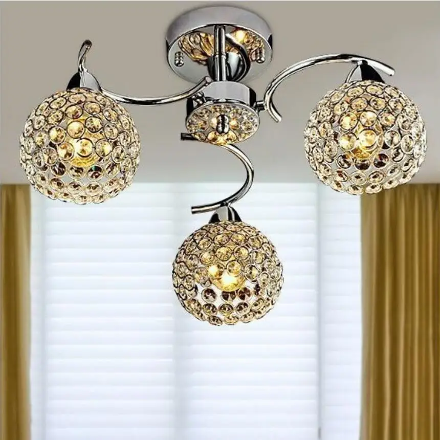 

Modern Iron Crystal Ceiling Lamps E14 Bulb LED Lamps Living Room Ceiling Lights 3 Light Sources Led Lustre Ceiling Lighting Z3