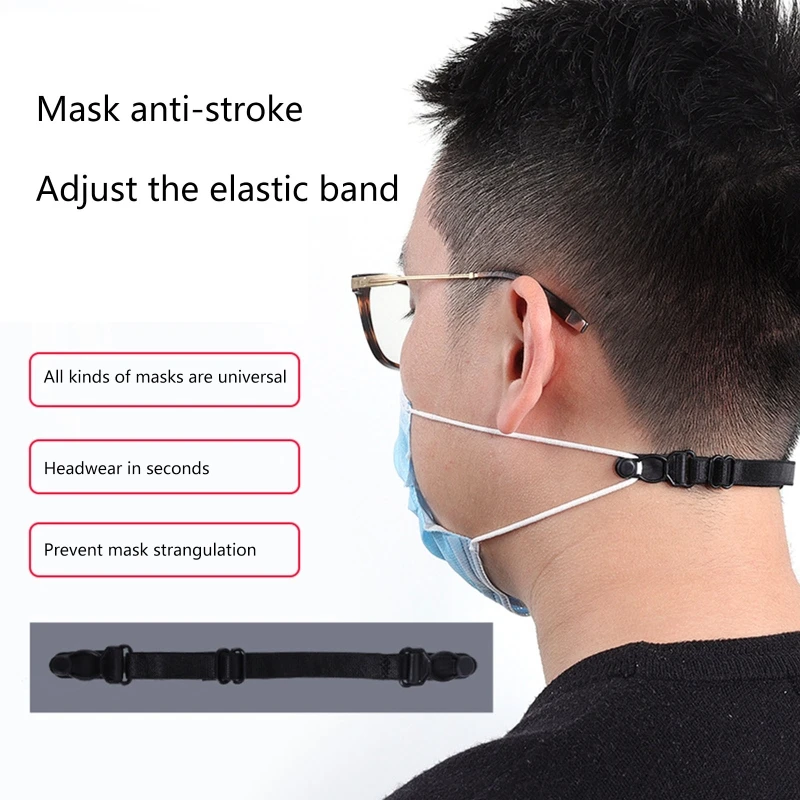 

4Pcs Face Cover Cord Extenders Ear Protection Hook Adjustable Buckle Mouth Mask Extension Cord Lanyard Band Rope