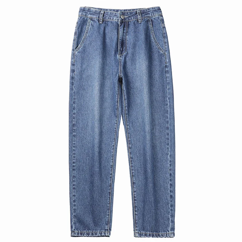 Мужские прямые джинсы однотонные Свободные повседневные универсальные уличные