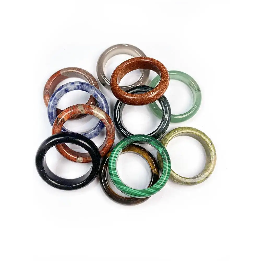 

10pcs Natural stone rings charm jewelry stones gifts for women or girlfriend 6mm