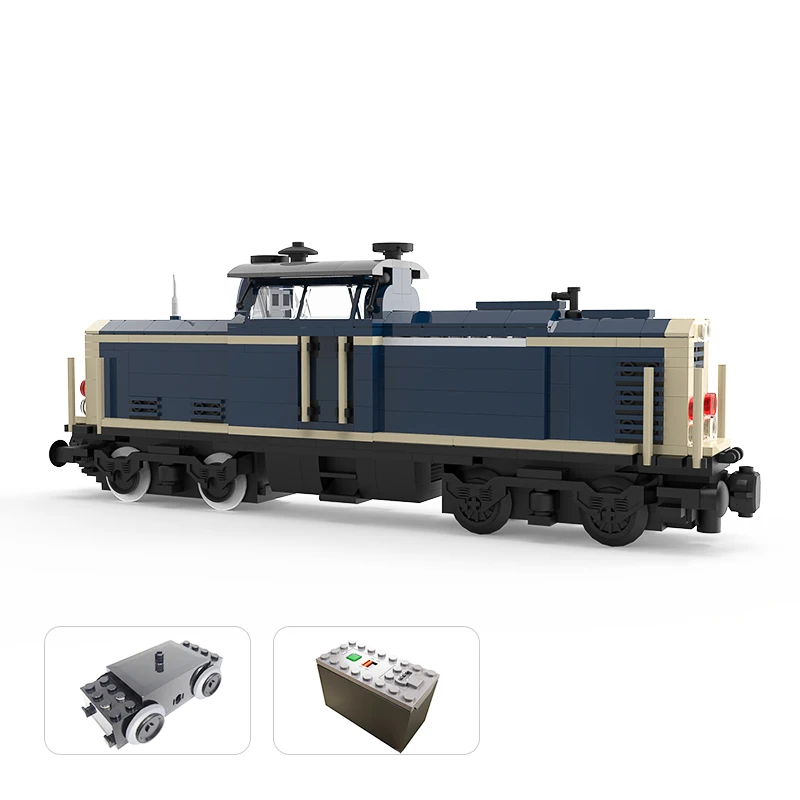 

MOC High-Tech Town V100 German Cargo Locomotive Electric Train Building Blocks Kit Motor Railway Vehicle Toys For Children Gifts