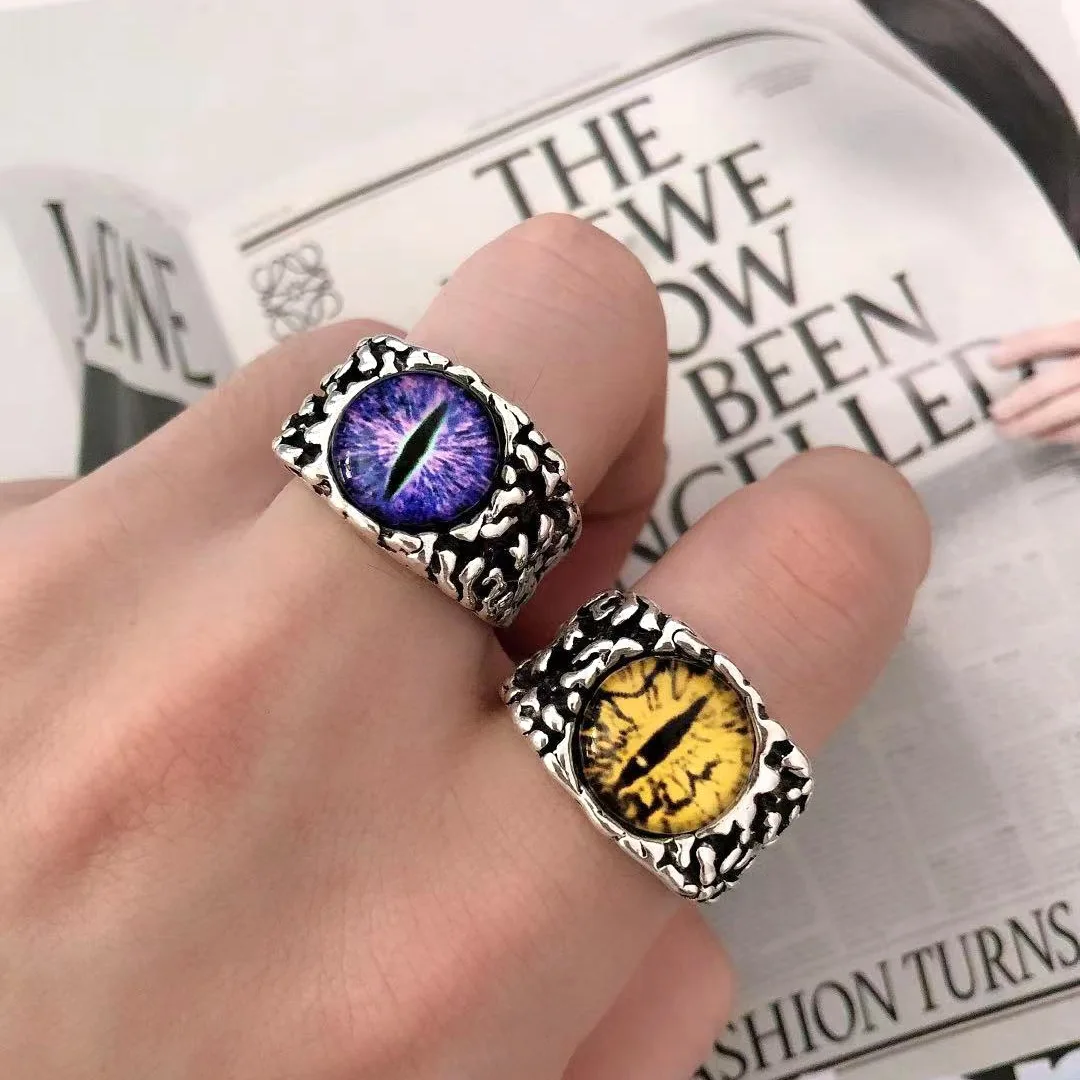 

Fashion Creative Evil Eye Rings For Men Women Personality Male Punk 4 Colors Ring Jewelry Men's Bar Night Club Accessories Gifts