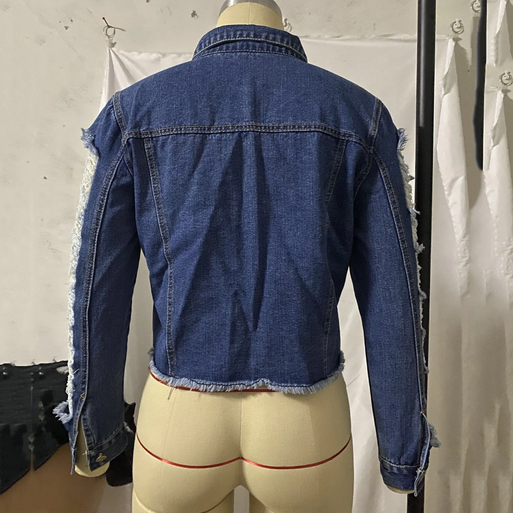 

Sexy Hole Denim Jackets Coats Fashion Bodyfriend Style Vintage Long Sleeve Slim Short Slim Autumn Fall Jeans Outwear Coats New