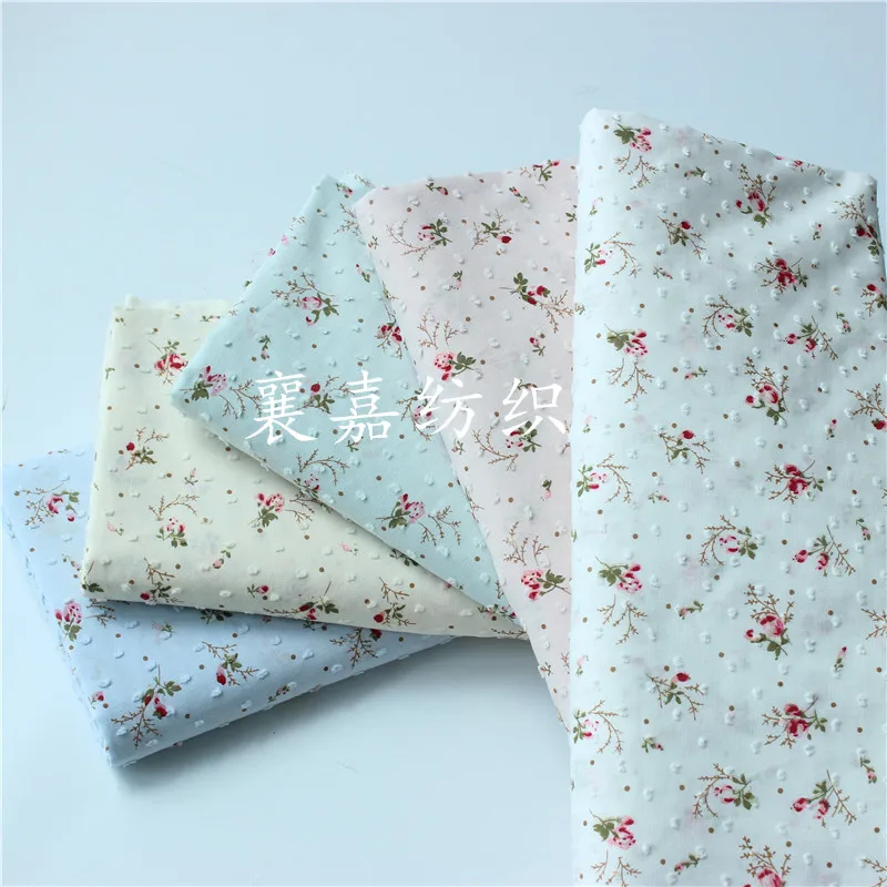 

140x50cm New Small Floral Rose Cotton Dot Cut Sewing Fabric Making Children's Clothing Women's Shirt Skirt Cloth