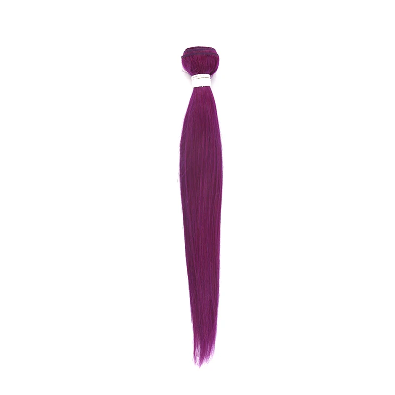 purple Розовые, синие, зеленые, серые человеческие волосы, пряди KEMY волос, предварительно окрашенные бразильские Прямые Натуральные кудрявые пучки волос, 1 шт., не Реми волосы, уток - Цвет волос: purple