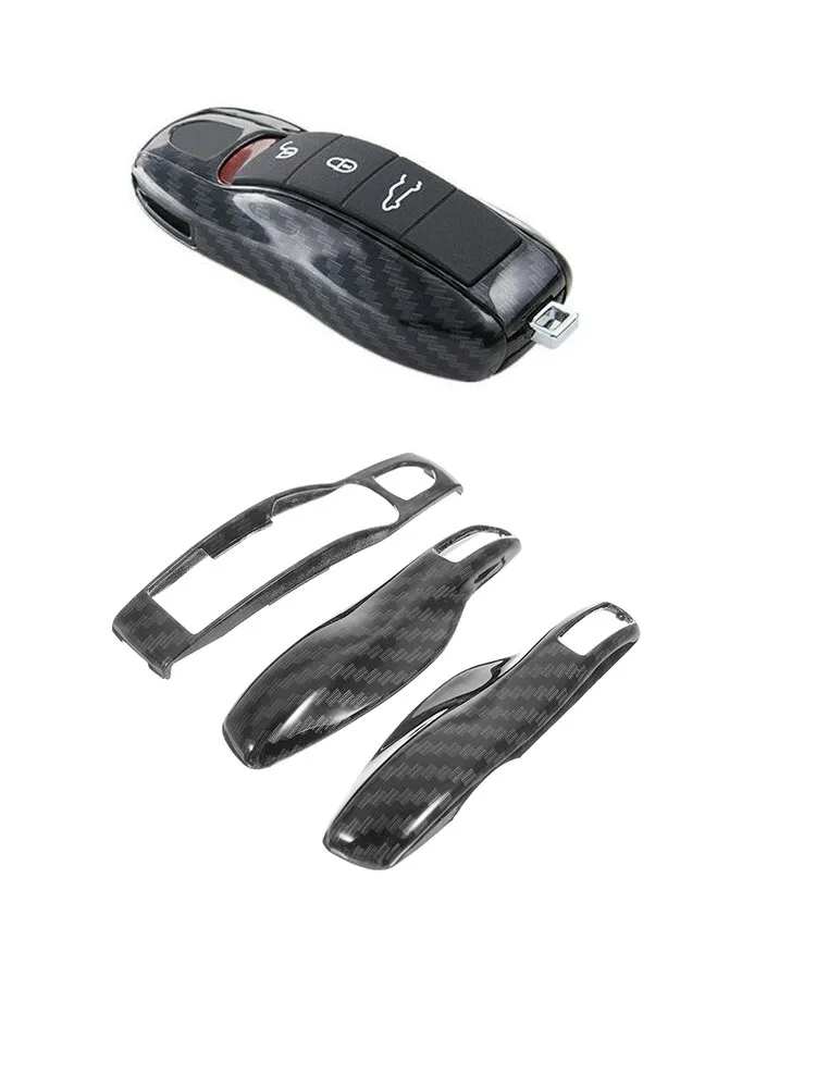 3pcs Carbon Fiber Color FOB Remote Key Case Shell Cover for Porsche Boxster Cayman 911 Panamera Cayenne Macan Car Accessorie | Автомобили