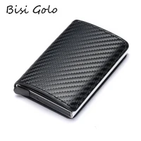 bisi goro 2022 fashion credit card holder carbon fiber card holder aluminum slim short card holder rfid blocking card wallet