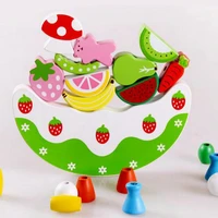 cake fruit balanced game and bead threaded on string baby wood block children montessori toddler early learning aids wooden toys
