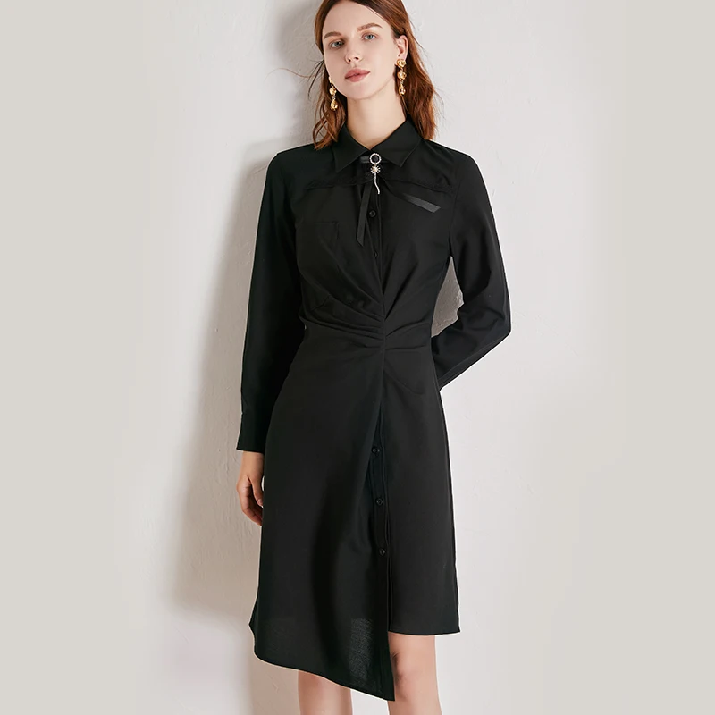 Женское осеннее платье POKWAI асимметричные платья средней длины с длинным рукавом