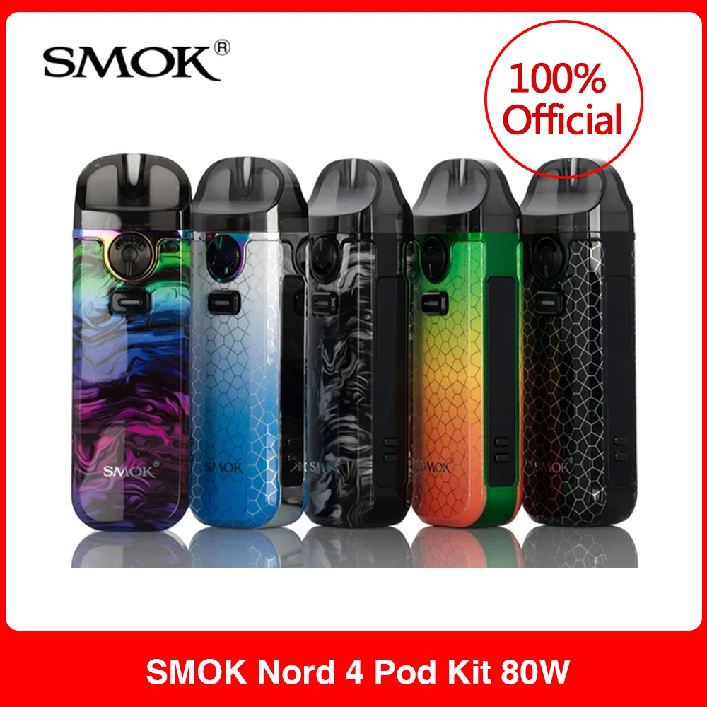 Original SMOK Nord 4 Pod Vape Kit 80W 2000mAh 4.5ml Nord4 Pod Cartridge RPM 2 Mesh Coil E Cigarette Vaporizer VS RPM80 Novo Nord