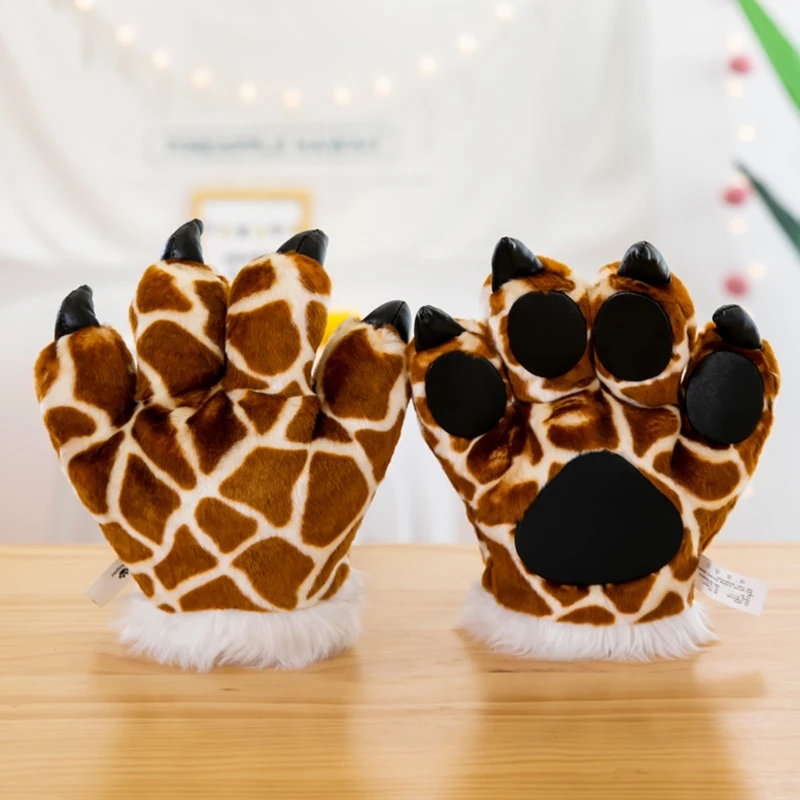 

Giraffe Headband with 3D Animal Paw Plush Gloves Cosplay Costume Stuffed Toys X7JB
