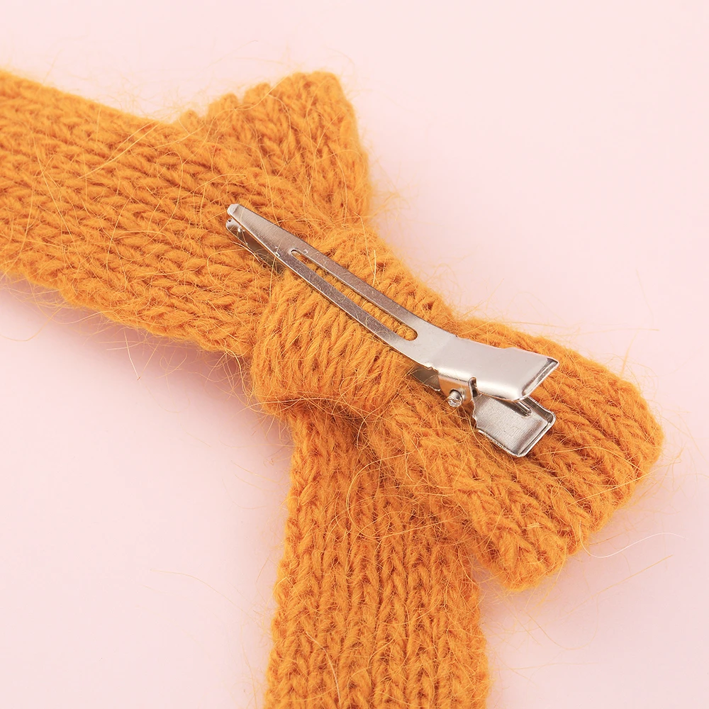 1pcs Girls Knitted Bow HairPins Cute Hair Clips Sweater Bowknot Accessories for Children Kids Toddler Ornaments | Детская одежда и