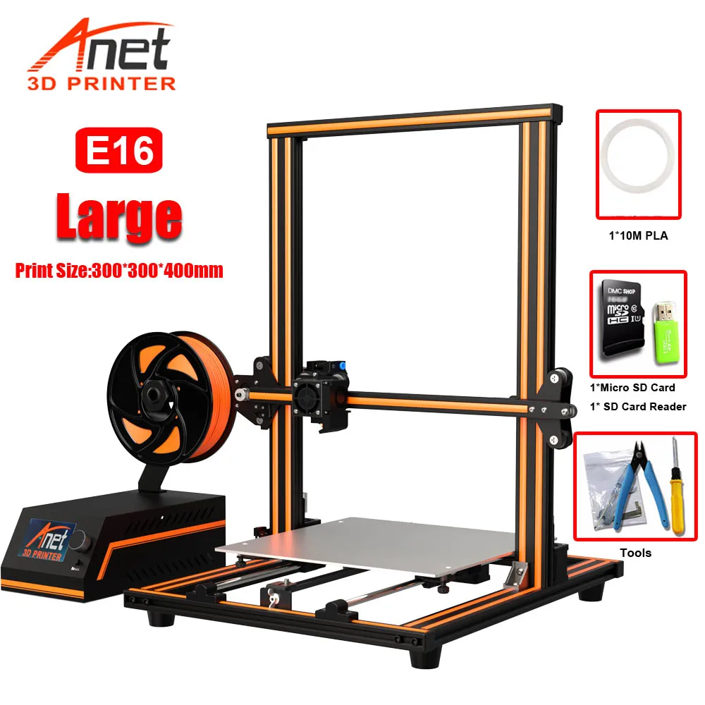 E16 3D Printer Обновленный Anet E10 E12 E16 настольный 3d принтер с ЖК-дисплеем 12864 офлайн печать Низкий уровень шума 3D DIY Набор принтер большой размер печати - Цвет: E16 3D Printer