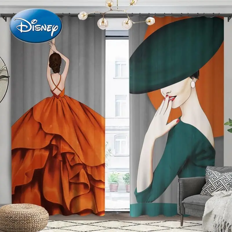 

Disney 2021 New Curtains Blackout Simple Modern Light Luxury High-end Orange Bedroom Curtains