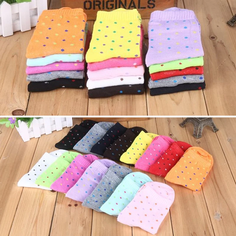 

3Pairs Women's Socks Sets Dot Print Lovely Cute Socks Girls Women Low Cut Ankle Short Socks Cotton Blends Spring and Autumn Sox