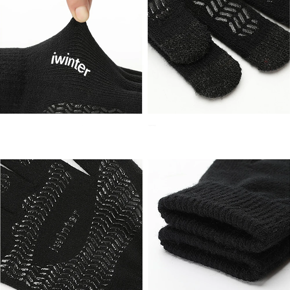 

Fashion New Men Women Knitted Touch Screen Gloves Winter Wool Plush Thick Outdoors Anti-slip Cold-proof Warmer Couple Gloves