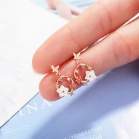 wangaiyao butterfly flower earrings female long temperament shell small fresh earrings girl earrings