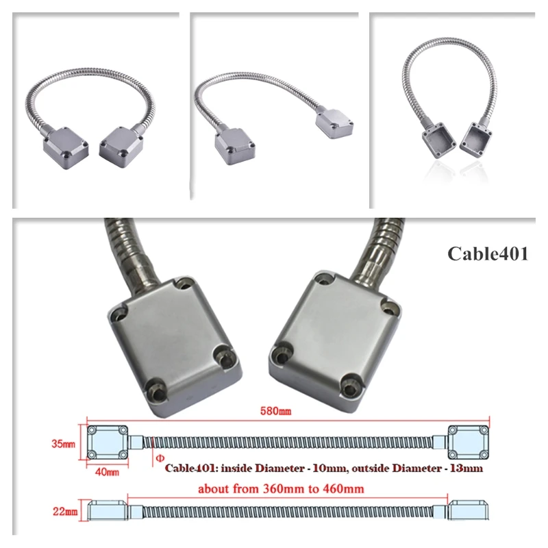 

27RA Stainless Steel Armored Door Cord Wire Pass Protector Wire Flexible Stainless Steel Armored Door Loop with Zinc Alloy Ends