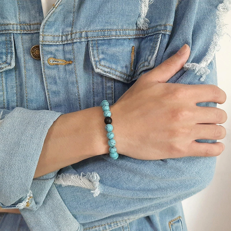 Браслет-цепочка с бусинами 8 мм для мужчин и женщин | Украшения аксессуары