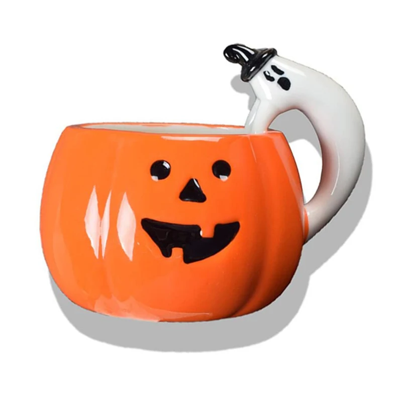 Чашка керамическая с изображением тыквы ручкой милая кружка для молока и кофе