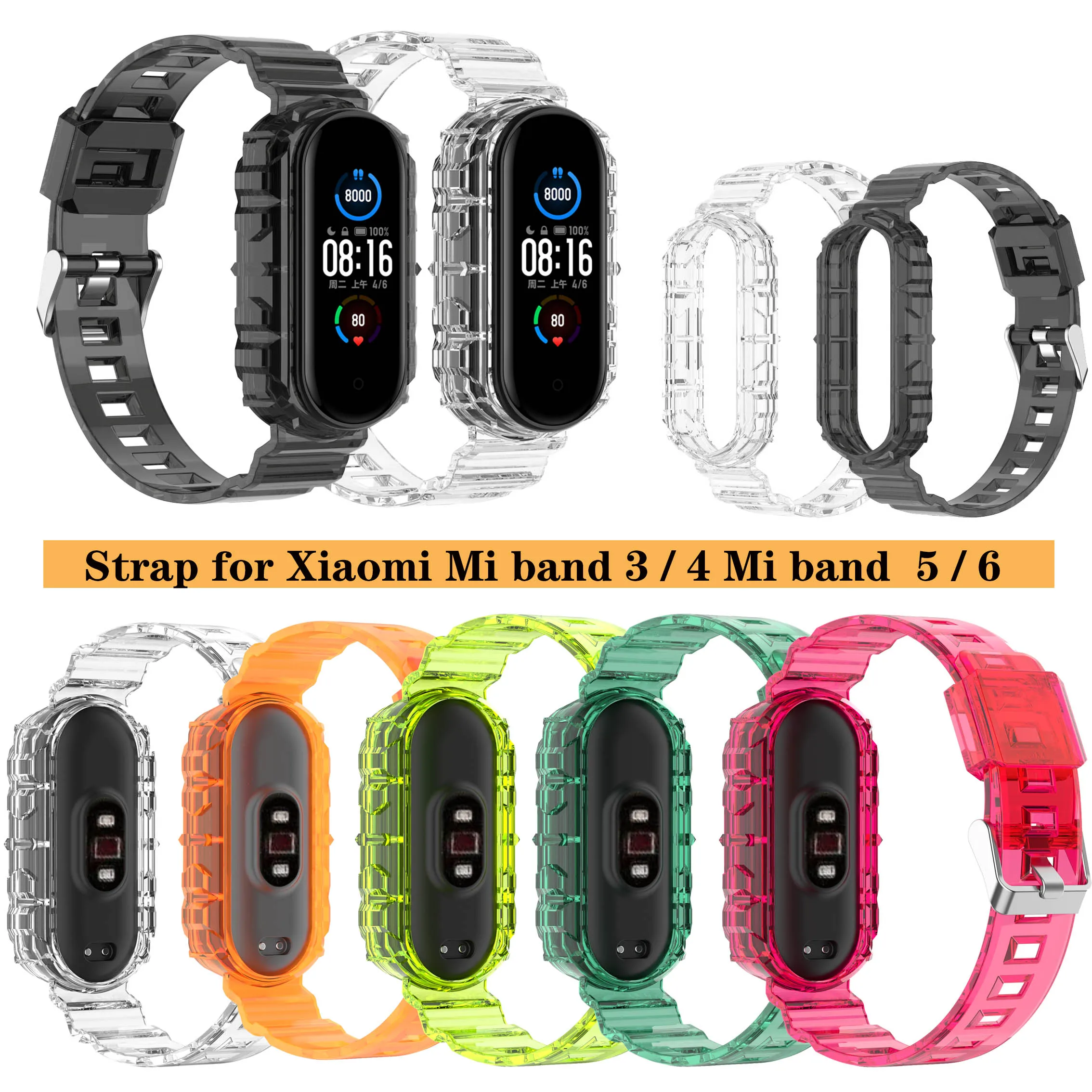 

Прозрачный силиконовый сменный ремешок для Xiaomi Mi band 3 4 Miband 3 4 5 6