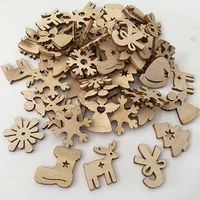 50pcs diy wooden xmas tree hanging ornament 2021 christmas party decorations for home 2022 new year snowman snowflake gift decor