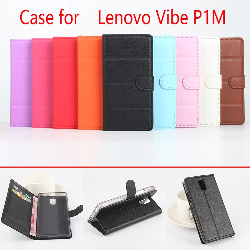 Чехол книжка для телефона Lenovo Vibe P1m однотонный бумажник из искусственной кожи с