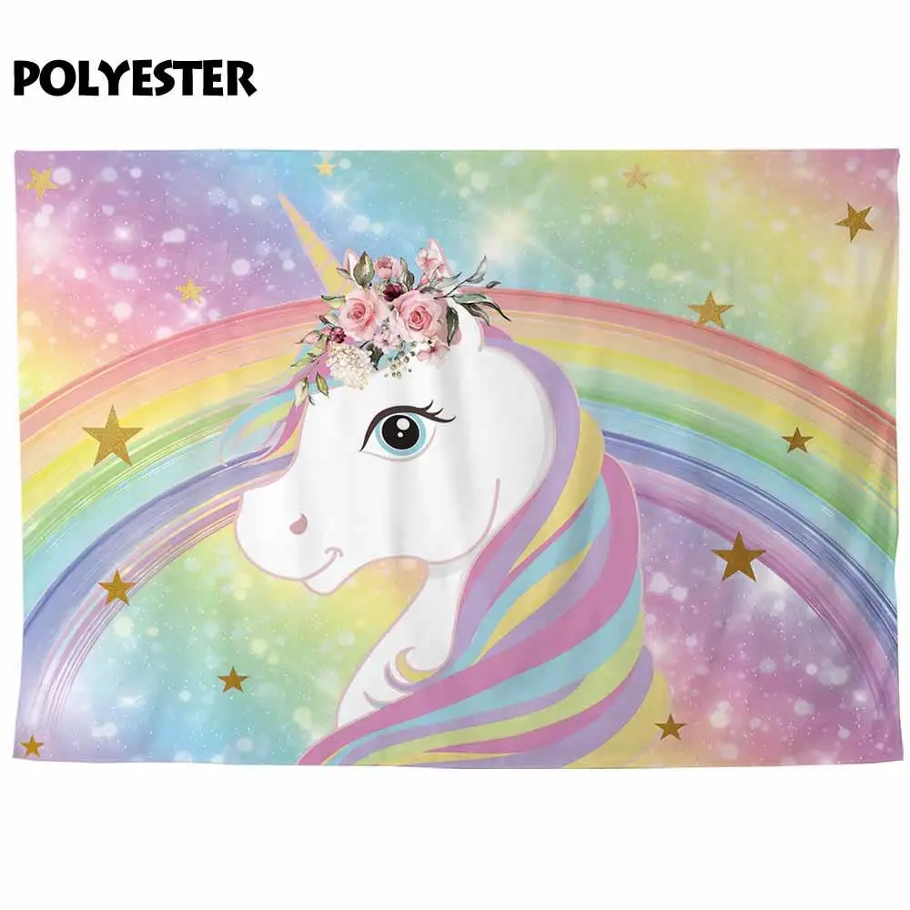 Фон для детских фотографий Funnytree Радужный Единорог небо день рождения фотосессия