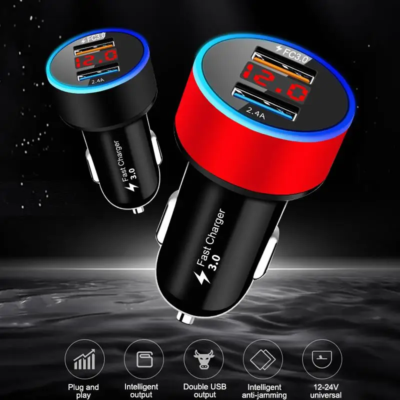 AOZBZ Высокое качество Быстрая зарядка 3 0 USB lcd цифровое автомобильное зарядное
