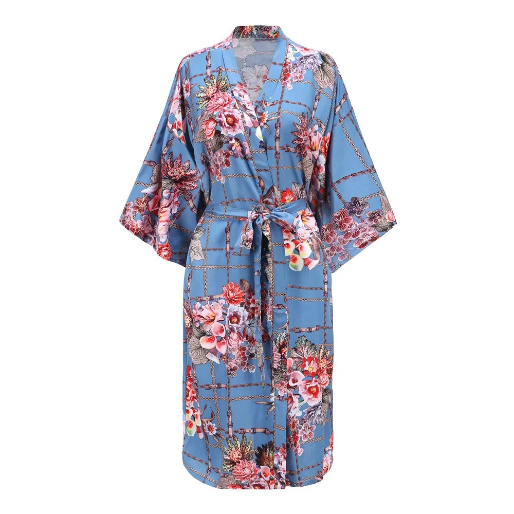 

Women Viscose Kimono Robe Sleepwear Home Clothes Bathrobe Gown Nightgown with Belt Soft Homewear Nightwear Sexy Night Dress