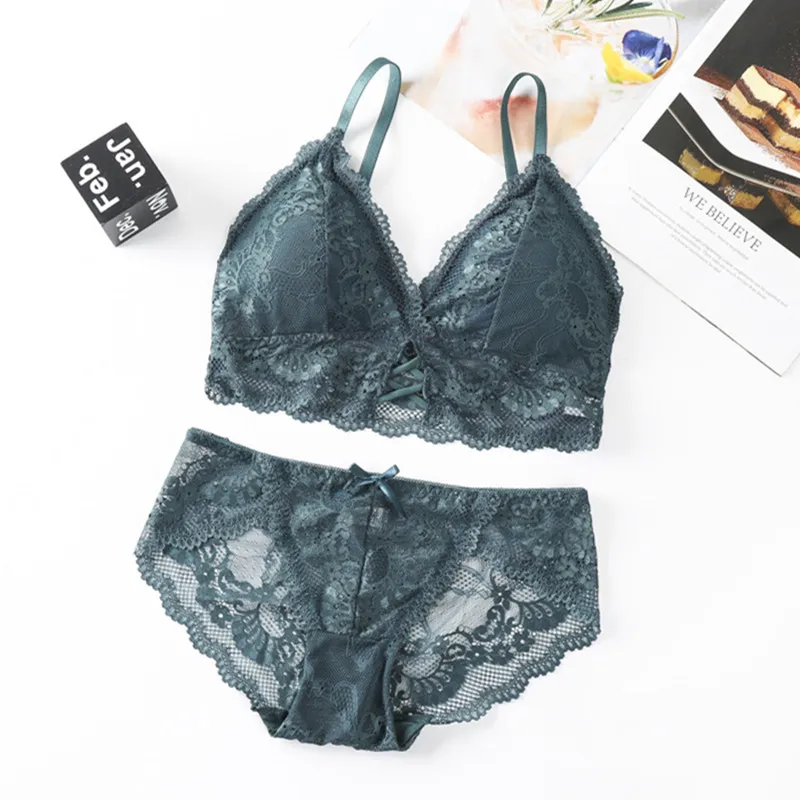 

Lace Women Bra and Panty Set Push Up Bra Embroidery Underwear Set Ultrathin Briefs Female Brassiere Sexy Lingerie Soft Intimate