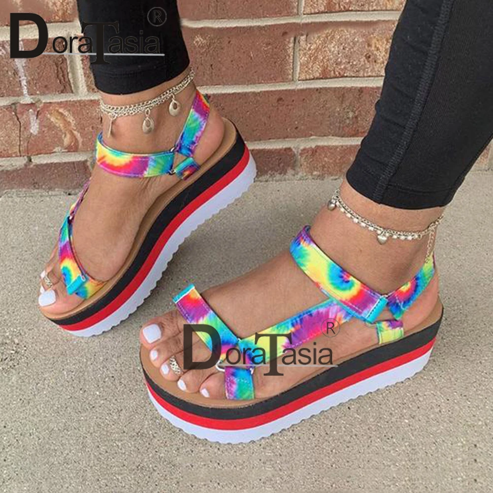 

DORATASIA Big Size 34-43 New INS Hot Ladies Flat Platform Sandals Fashion Colorful Summer Sandals Women Casual Party Shoes Woman