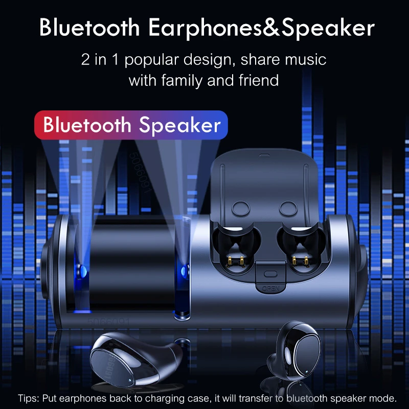 Caletop беспроводные наушники и Bluetooth со спикером 3 в 1 с 1200 мАч power Bank IPX5