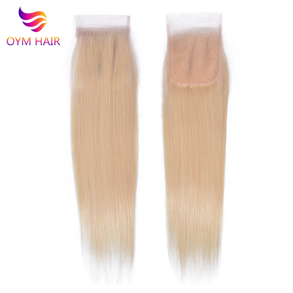 OYM волосы 613 медовый блонд пряди с закрытием бразильские Remy прямые человеческие
