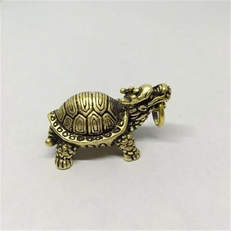 

Vintage Brass Creative Basalt Dragon Tortoise Pendant Keychain Equipment Outdoor Key Ring EDC Tool Decorative Accessories