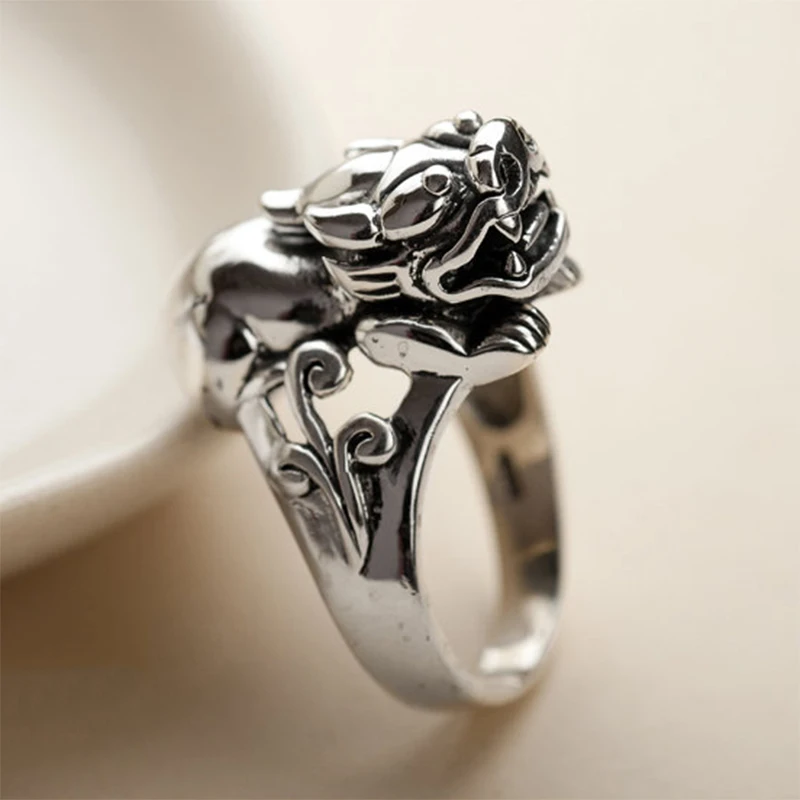 Реальные искусственные серебряные ювелирные изделия кольцо храбрости Pi Xiu