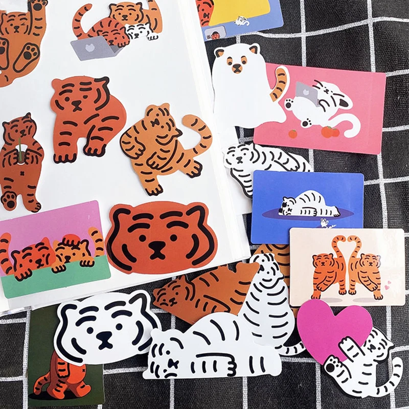 

INS Cute Little Tiger Sticker DIY scrapbooking mobile diary happy plan gift seal decoration sticker
