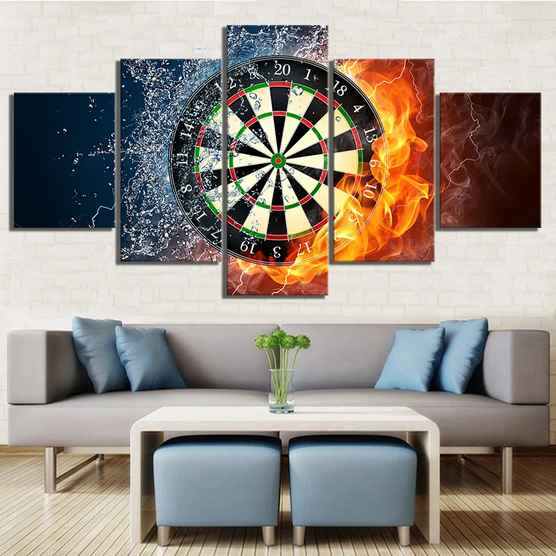 

Modular Canvas Painting Home Decor 5 Pieces Ice And Fire Dart Board Pictures Modern Print Poster For Living Room Wall Art Frame