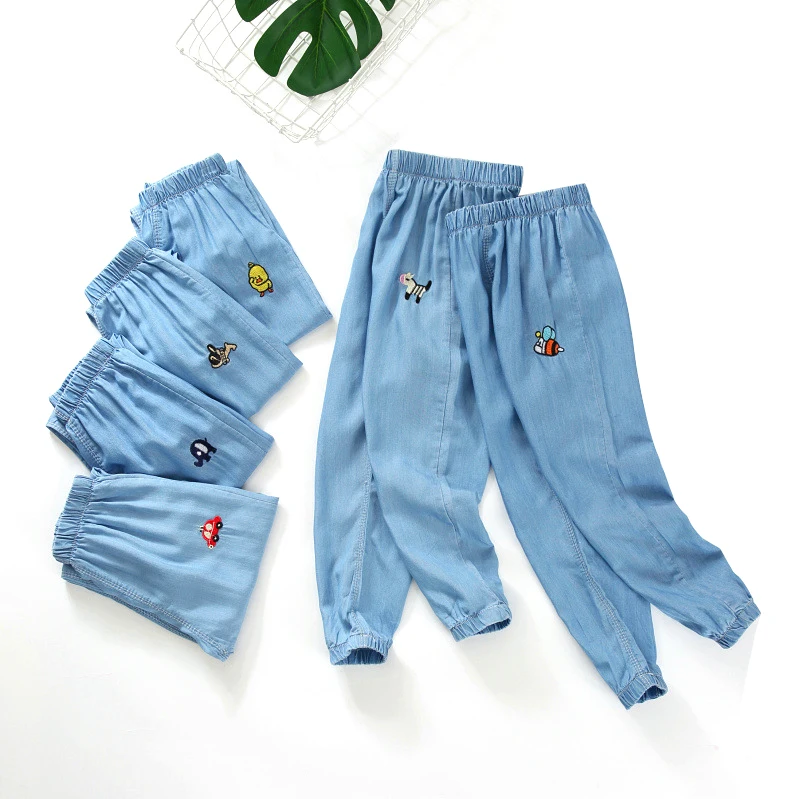 Одежда для мальчиков джинсы рваные детей джинсовые ультратонкие летние новые