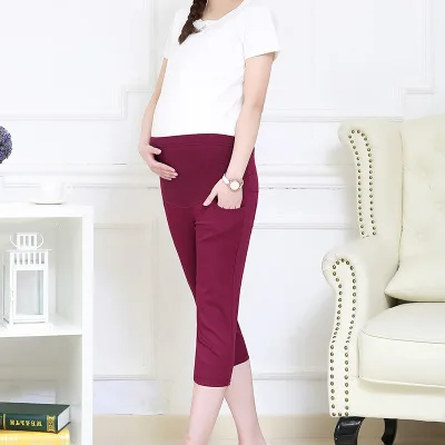 Супер размера плюс летние штаны для беременных эластичный пояс укороченные