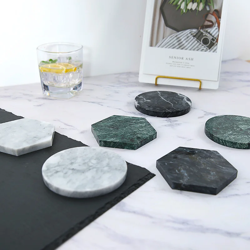 Natural Marble Coasters Ins Simple Insulation Pad Art Creative Jewelry Nordic Style Mat Still Life Shooting | Дом и сад